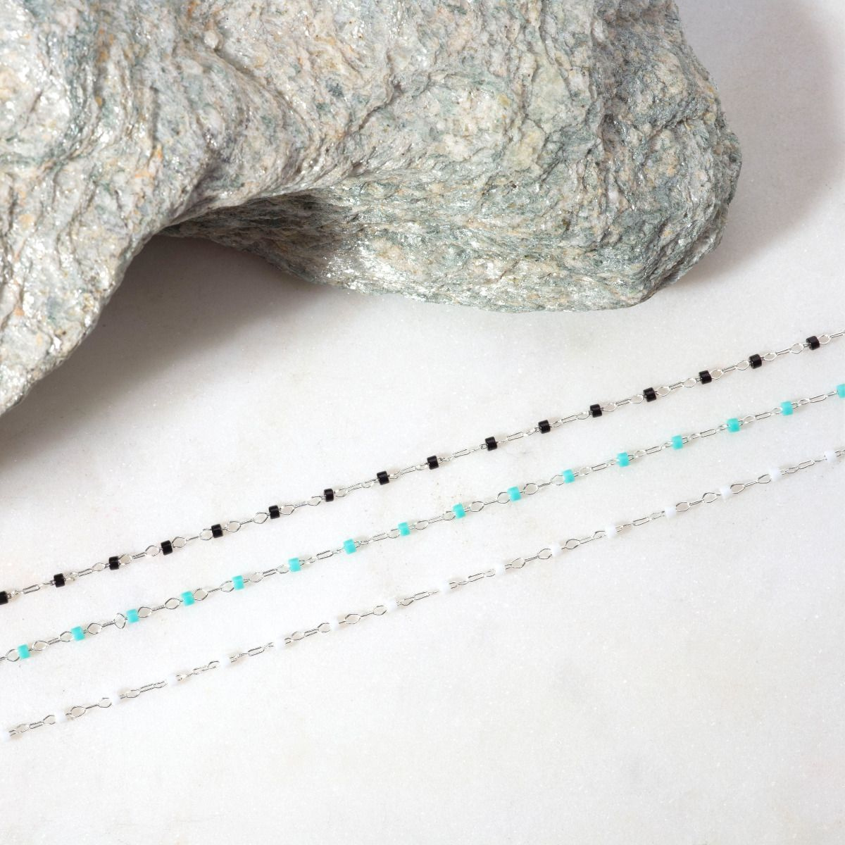 Bracelet Mahos argent massif vert d'eau