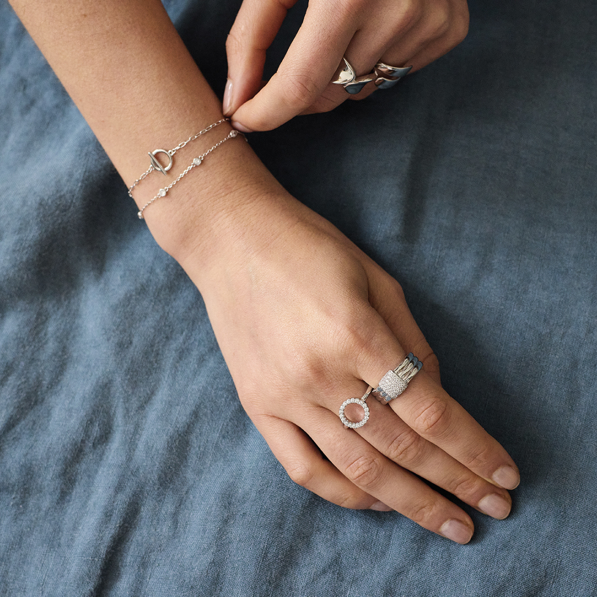 Bague carré pavé argent