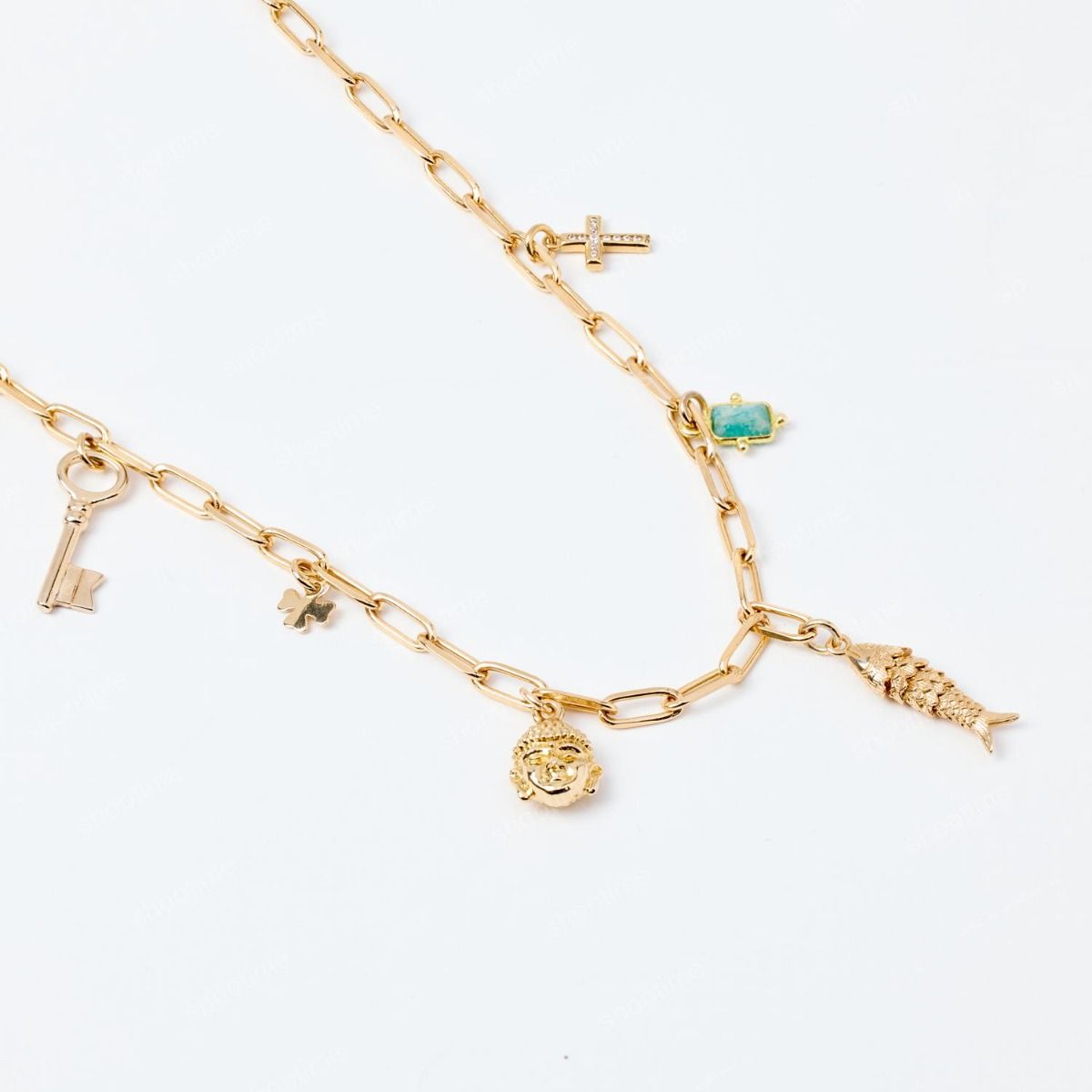Collier grigris à composer sur chaîne maillon ovale plaqué or