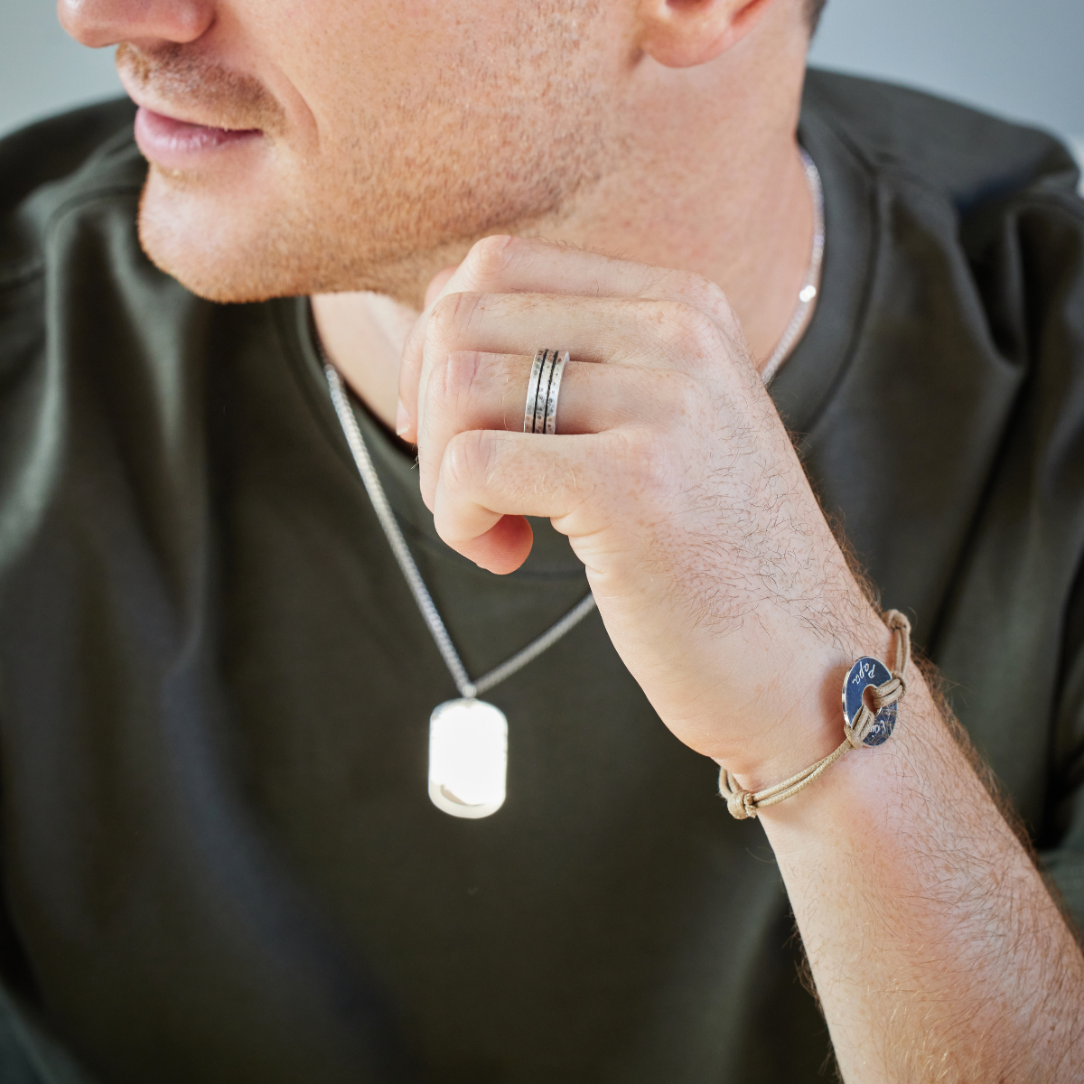 Collier plaque Urban argent