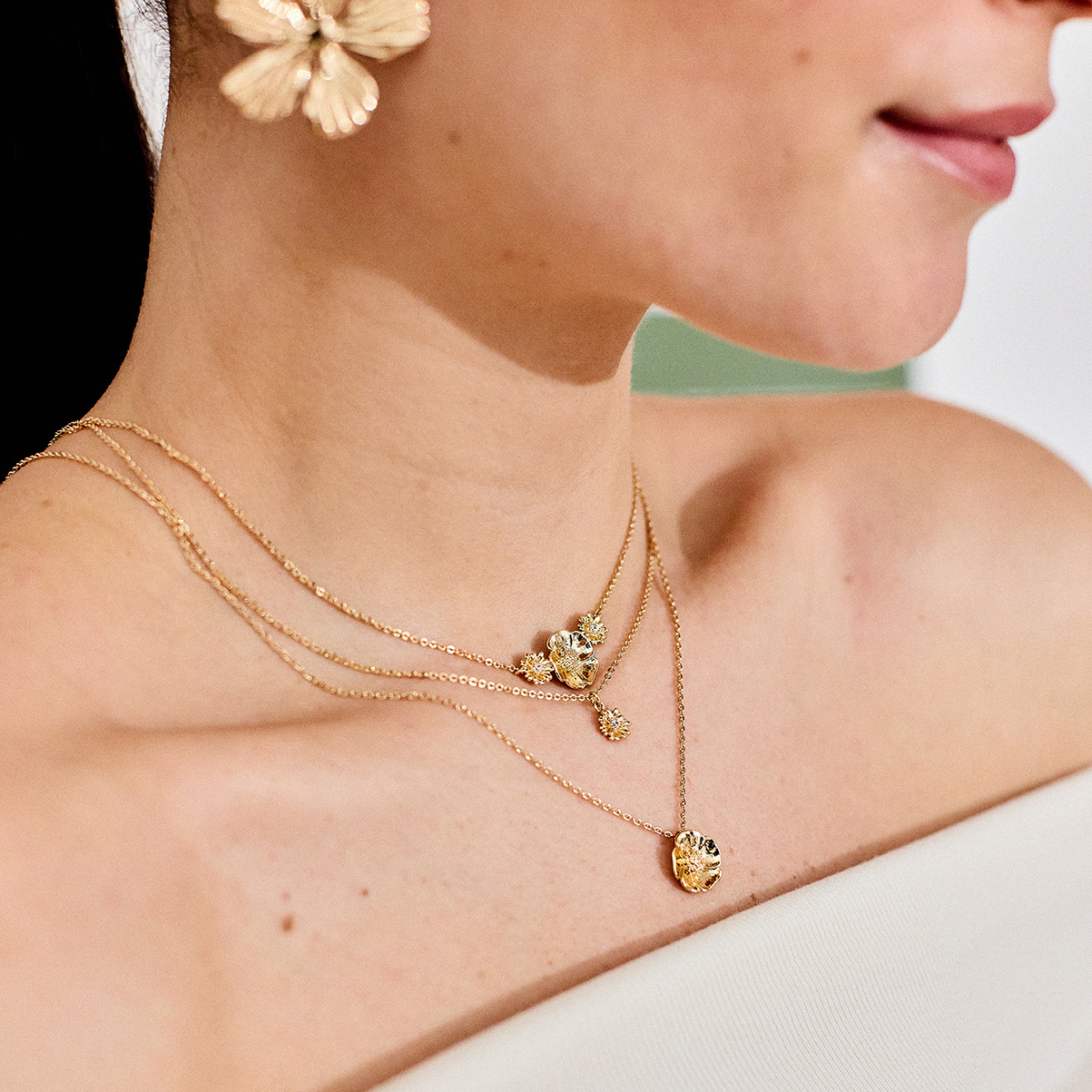 Collier Bouquet des champs sur chaîne plaqué or