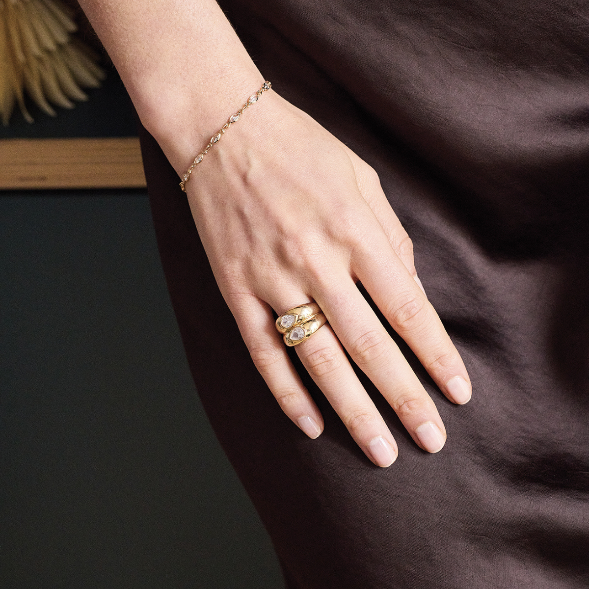 Bracelet cascade de zircons plaqué or