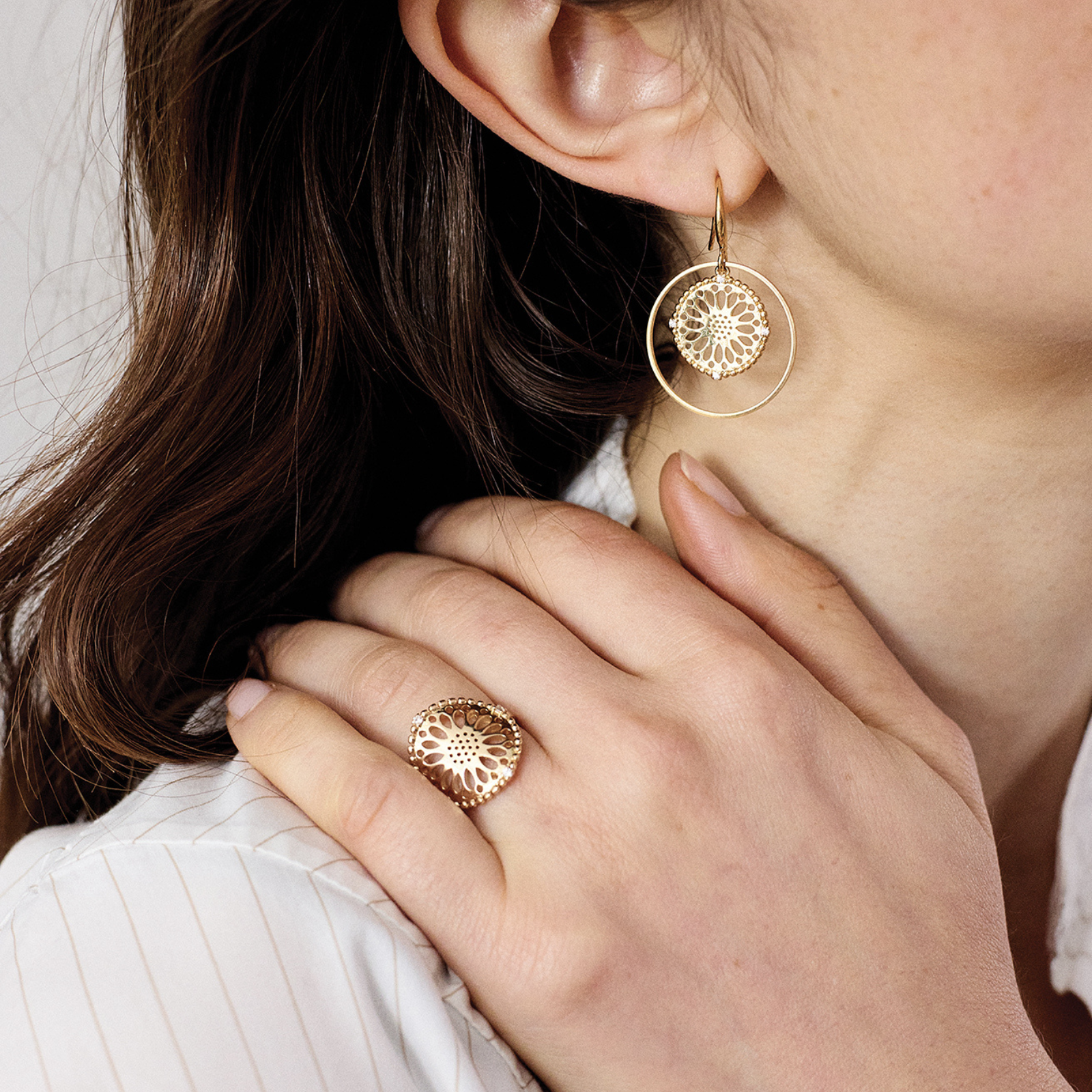 Boucles d'oreilles Filigrane brillants plaqué or