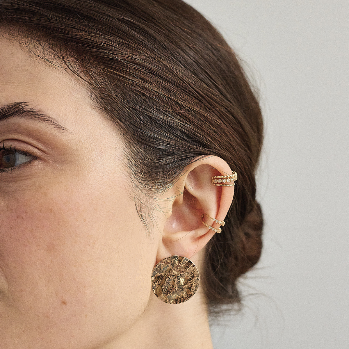 Ear cuff parallèle pavé plaqué or