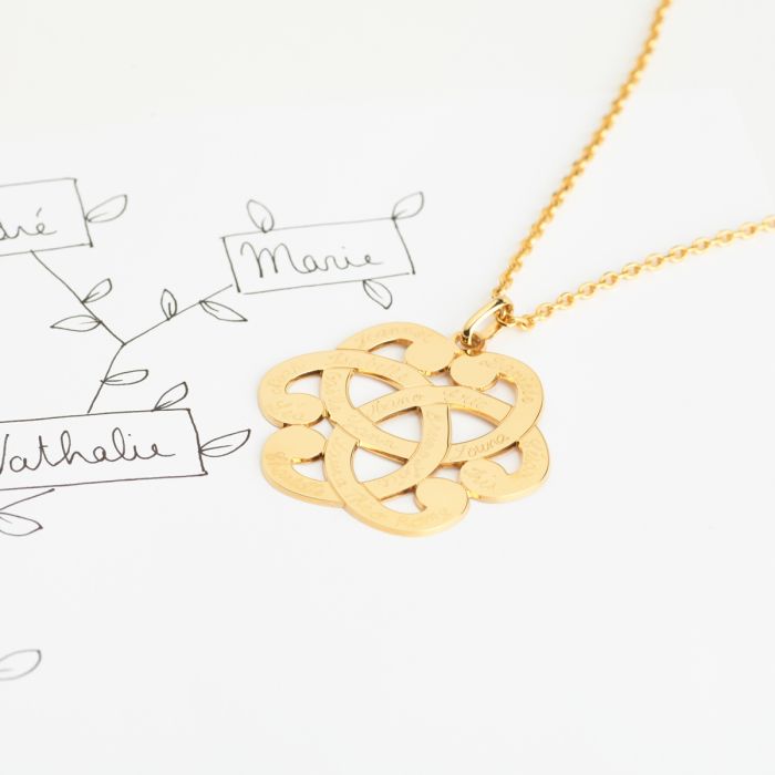 Collier pendentif arabesque sur chaîne forçat plaqué or