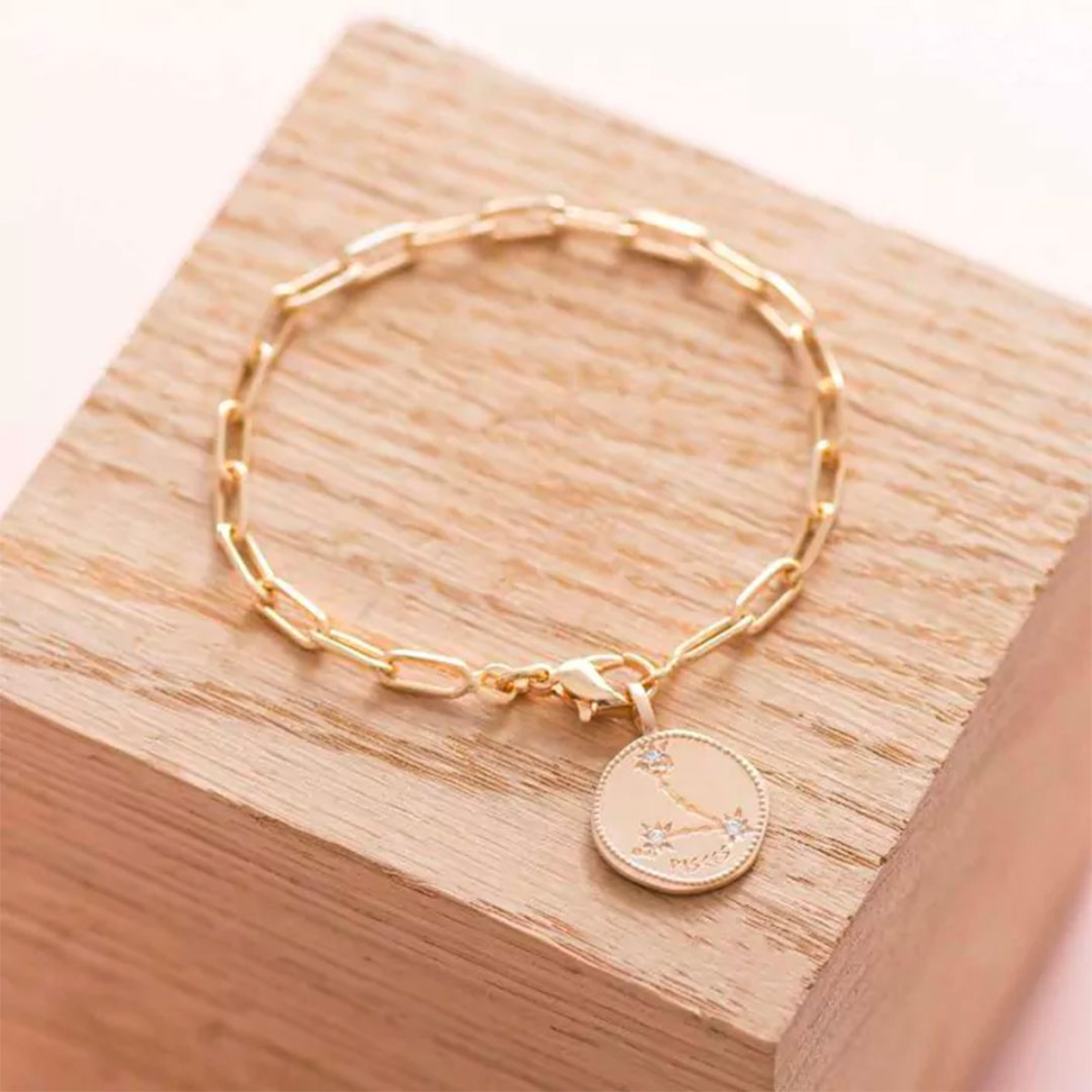 Bracelet signe astrologique Poissons plaqué or