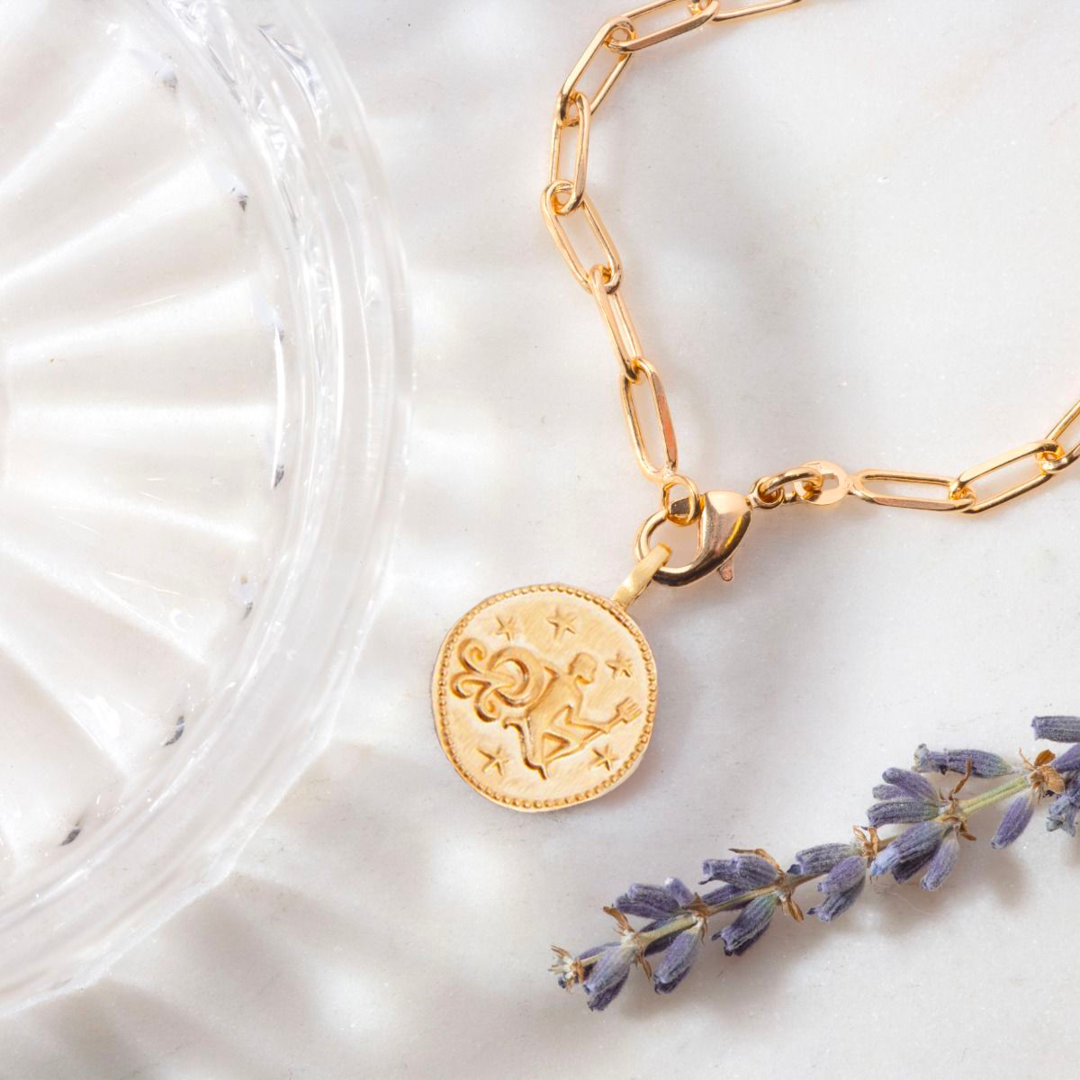 Collier signe astrologique Verseau plaqué or