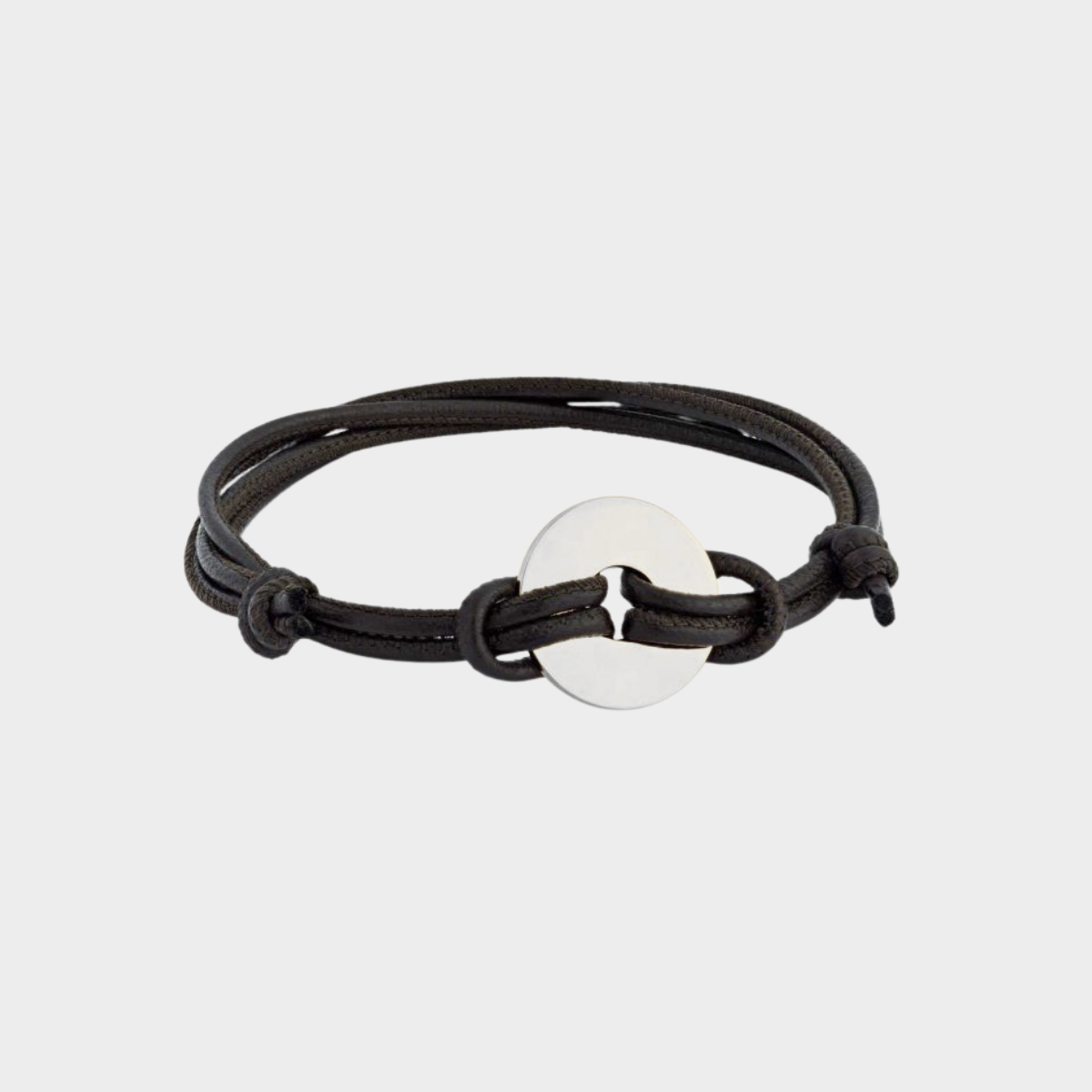 Bracelet petite cible pour homme sur lien cuir véritable
