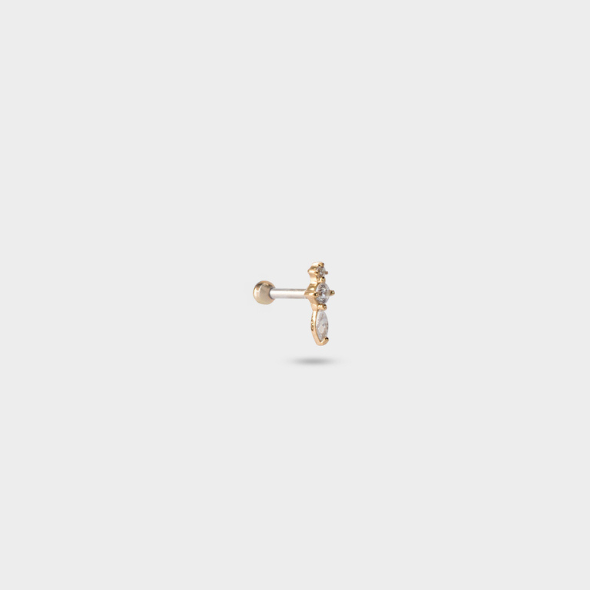 Piercing trio de zircons argent doré
