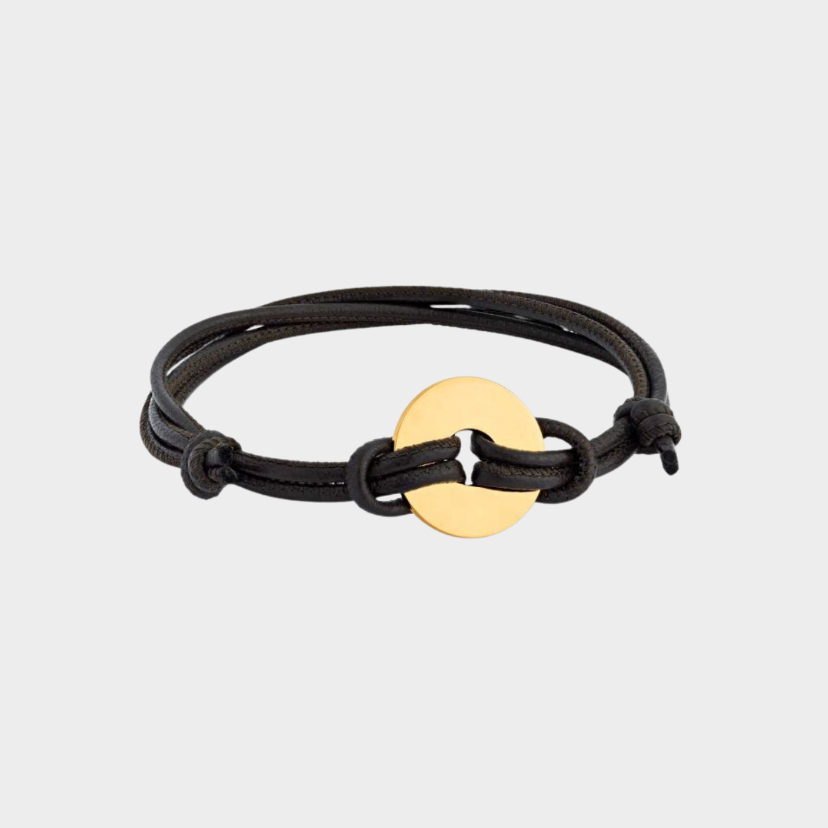 Bracelet petite cible pour homme sur lien cuir véritable