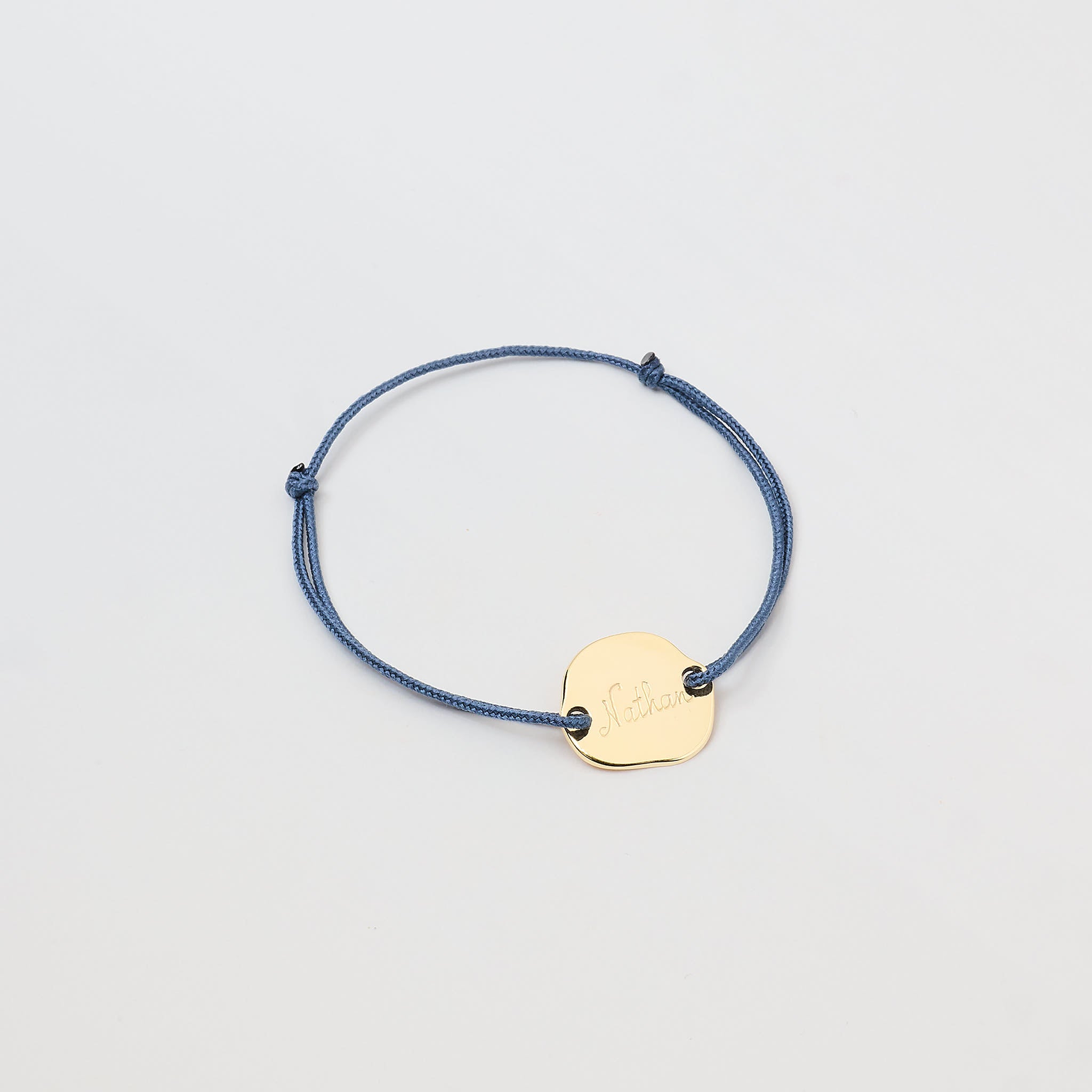 Bracelet mini jeton irrégulier plaqué or sur coton fin