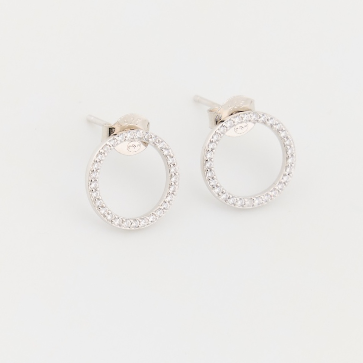 Boucles d'oreilles cercle et brillants argent massif
