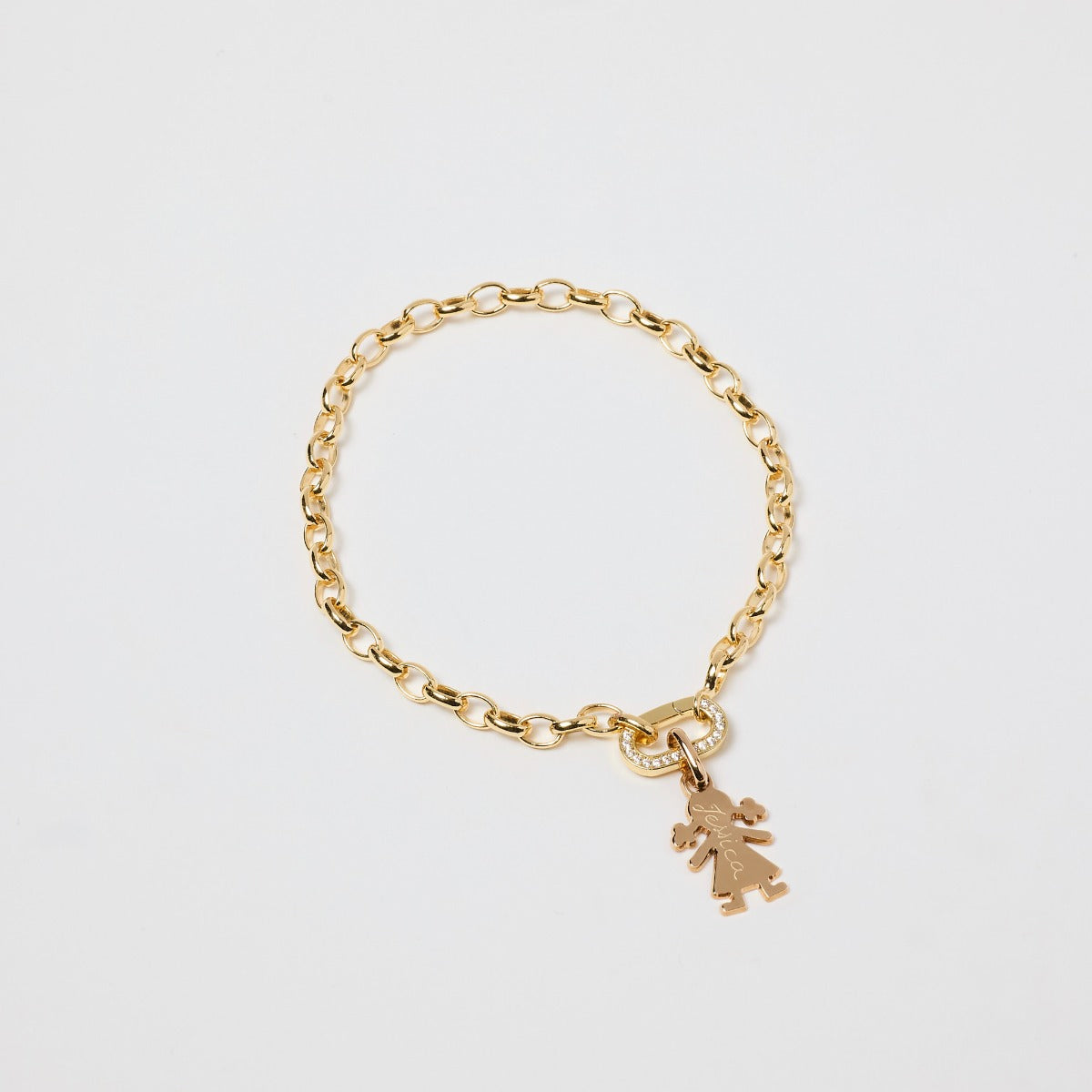 Bracelet Smile ovale sur chaîne plaqué or