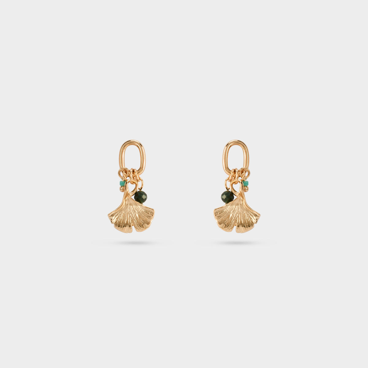 Boucles d'oreilles Gingko pampilles plaqué or