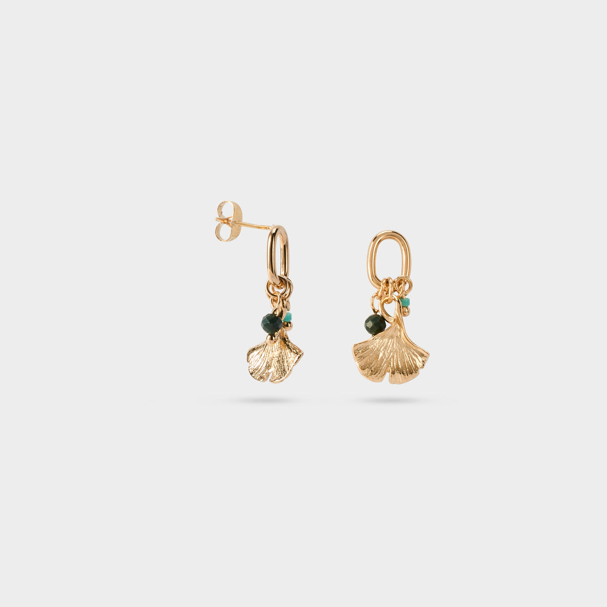 Boucles d'oreilles Gingko pampilles plaqué or