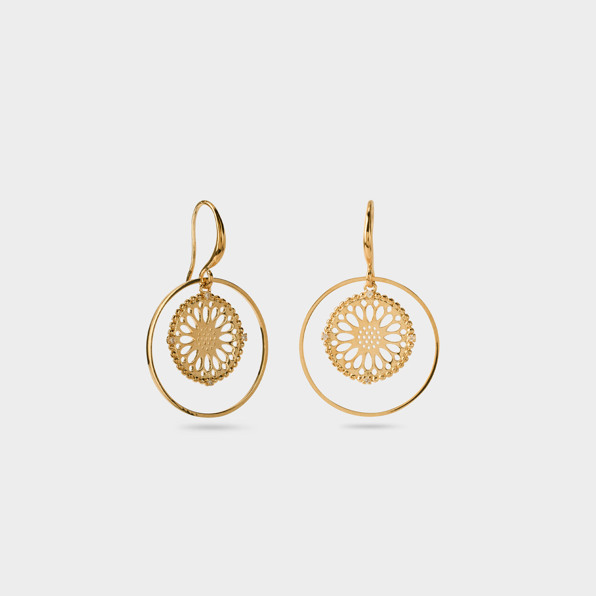Boucles d'oreilles Filigrane brillants plaqué or