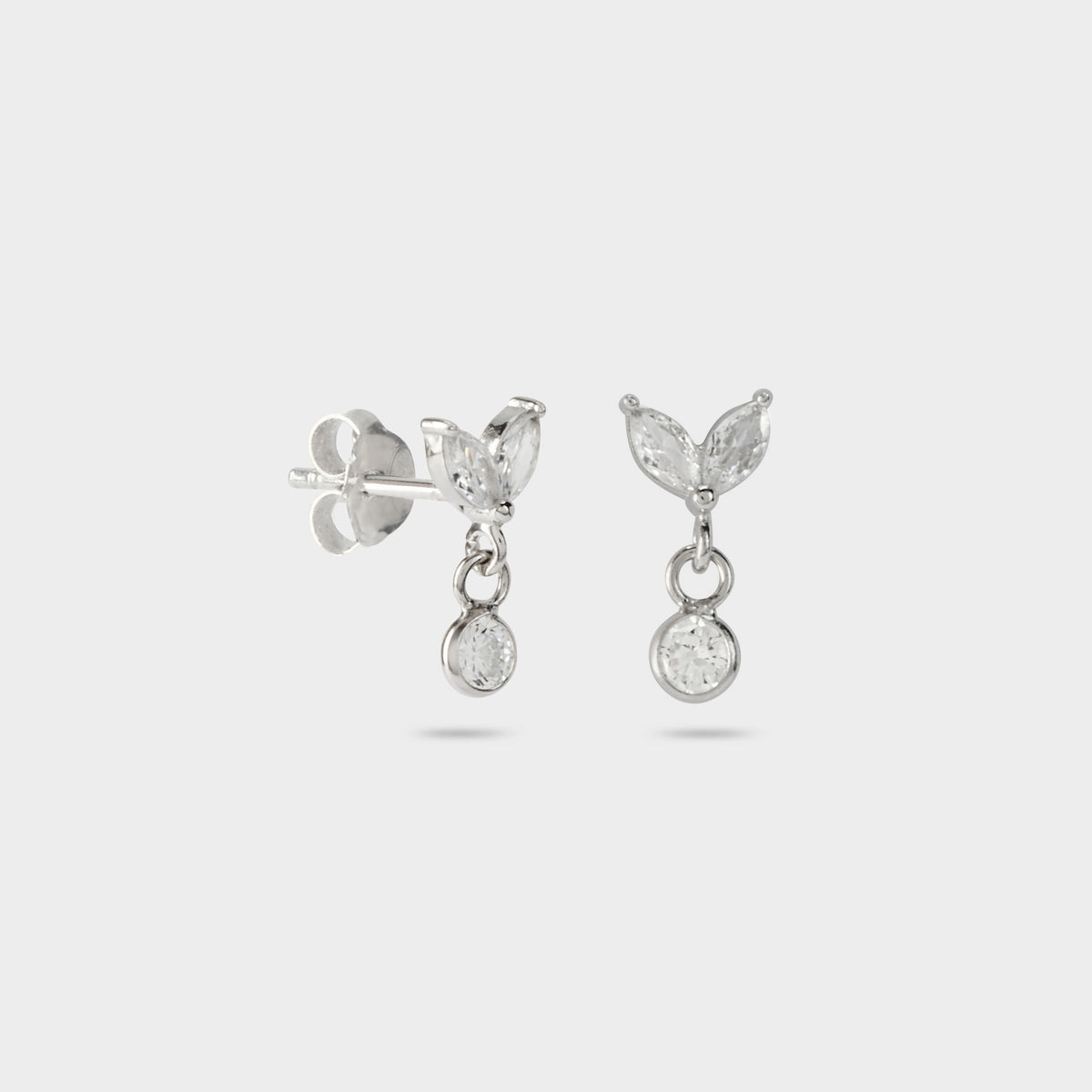 Boucles d'oreilles Purity Pétales brillants argent