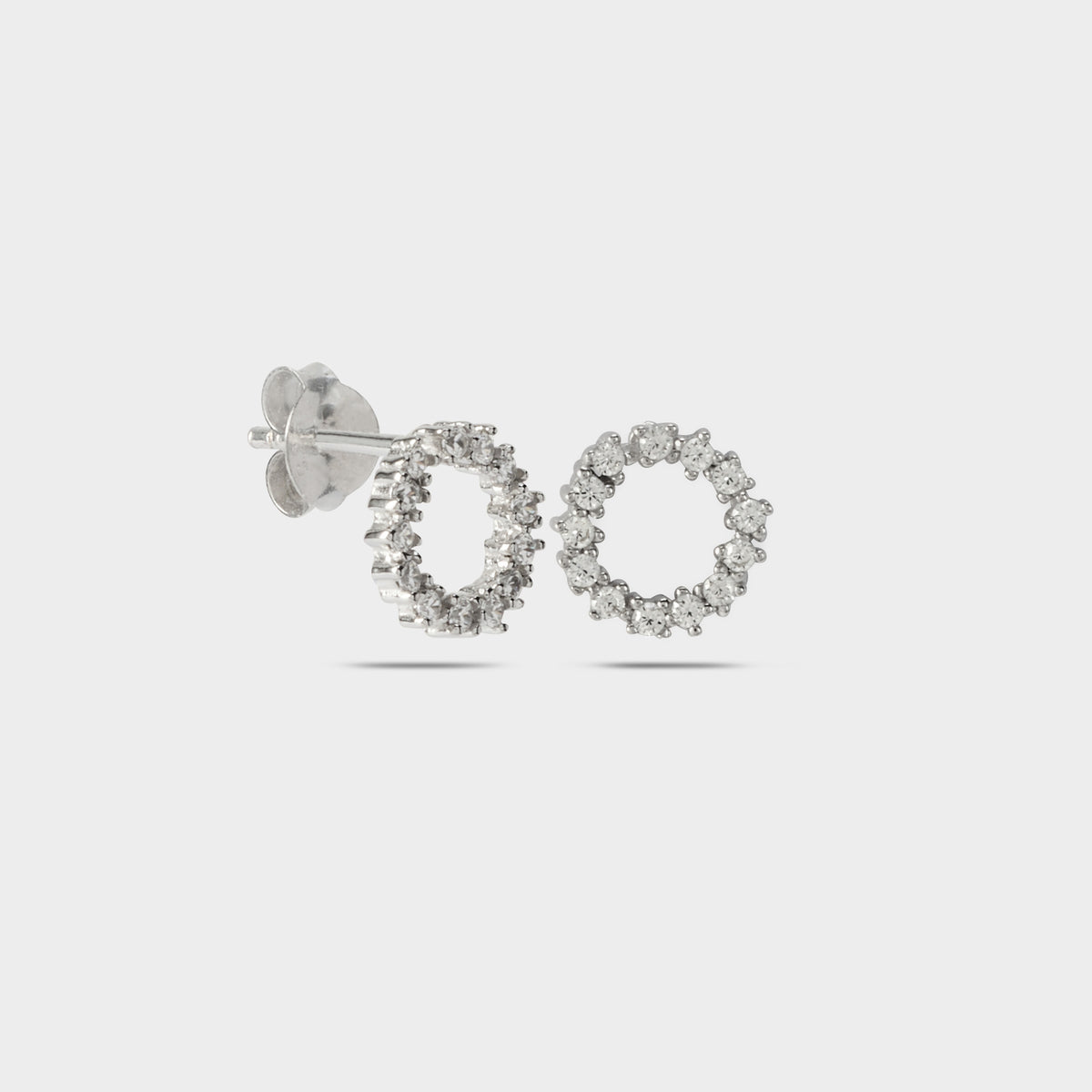 Boucles d'oreilles couronne pavée argent