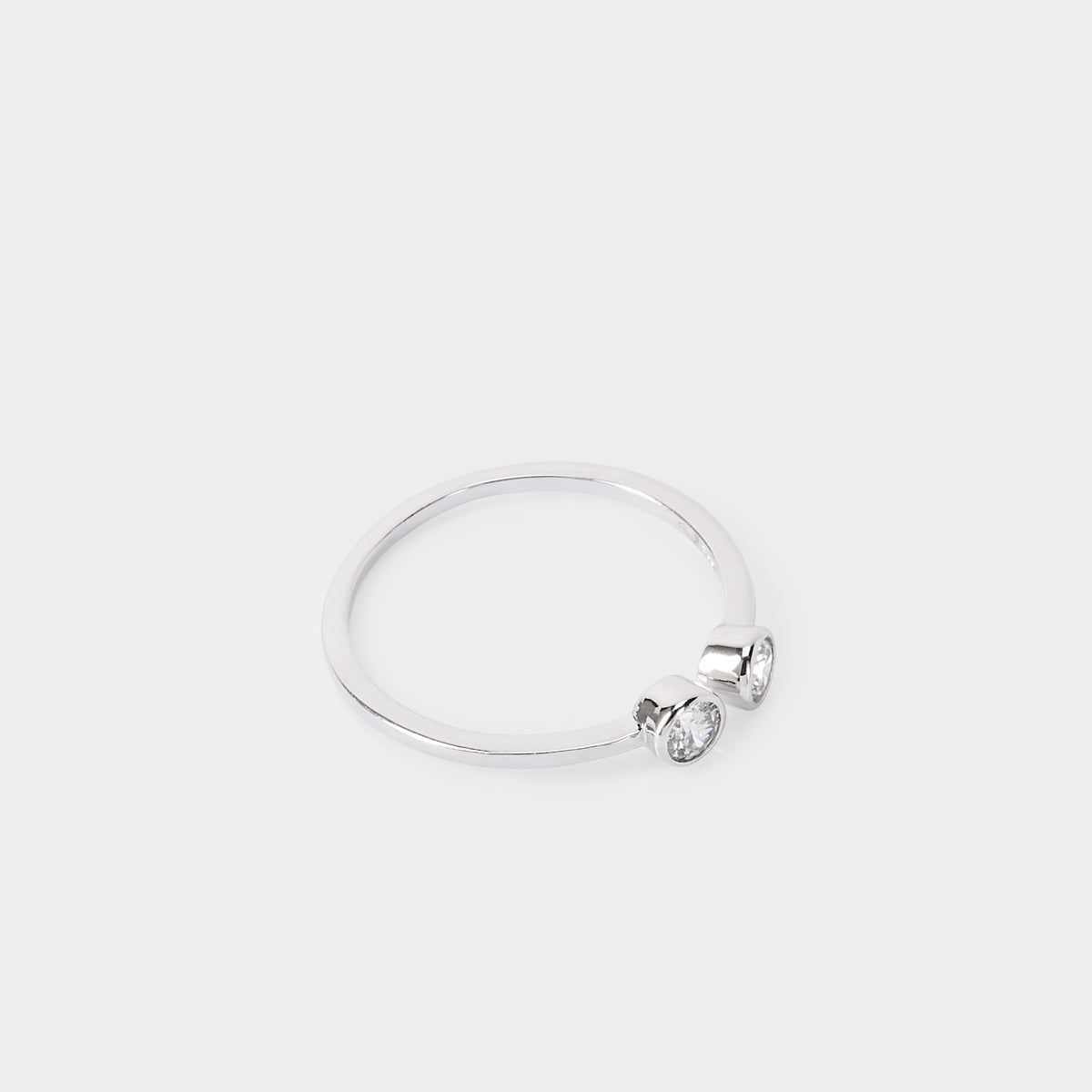Bague duo pavé ajustable argent