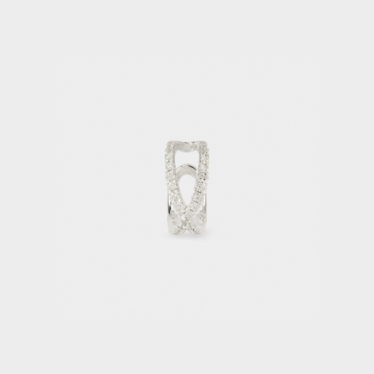 Ear cuff anneau strass croisé faux piercing argent