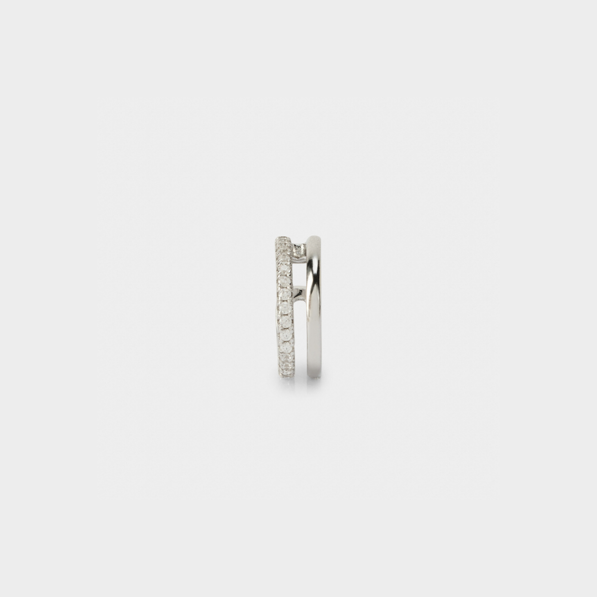 Ear cuff parallèle demi pavée argent