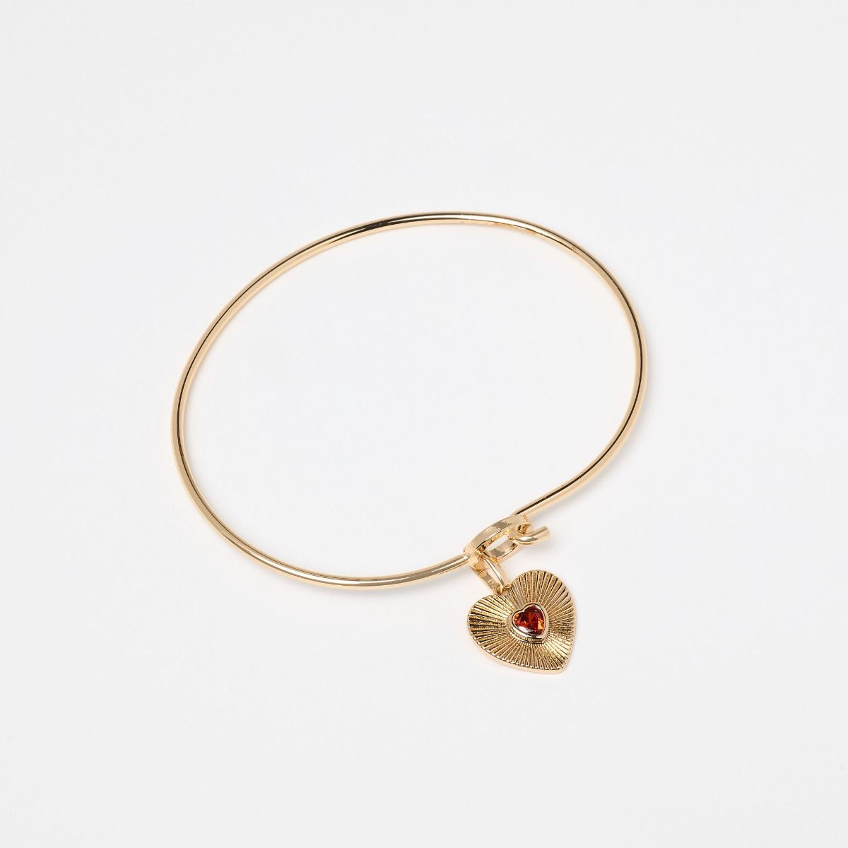 Bracelet cœur plaqué or et oxyde de zirconium rouge