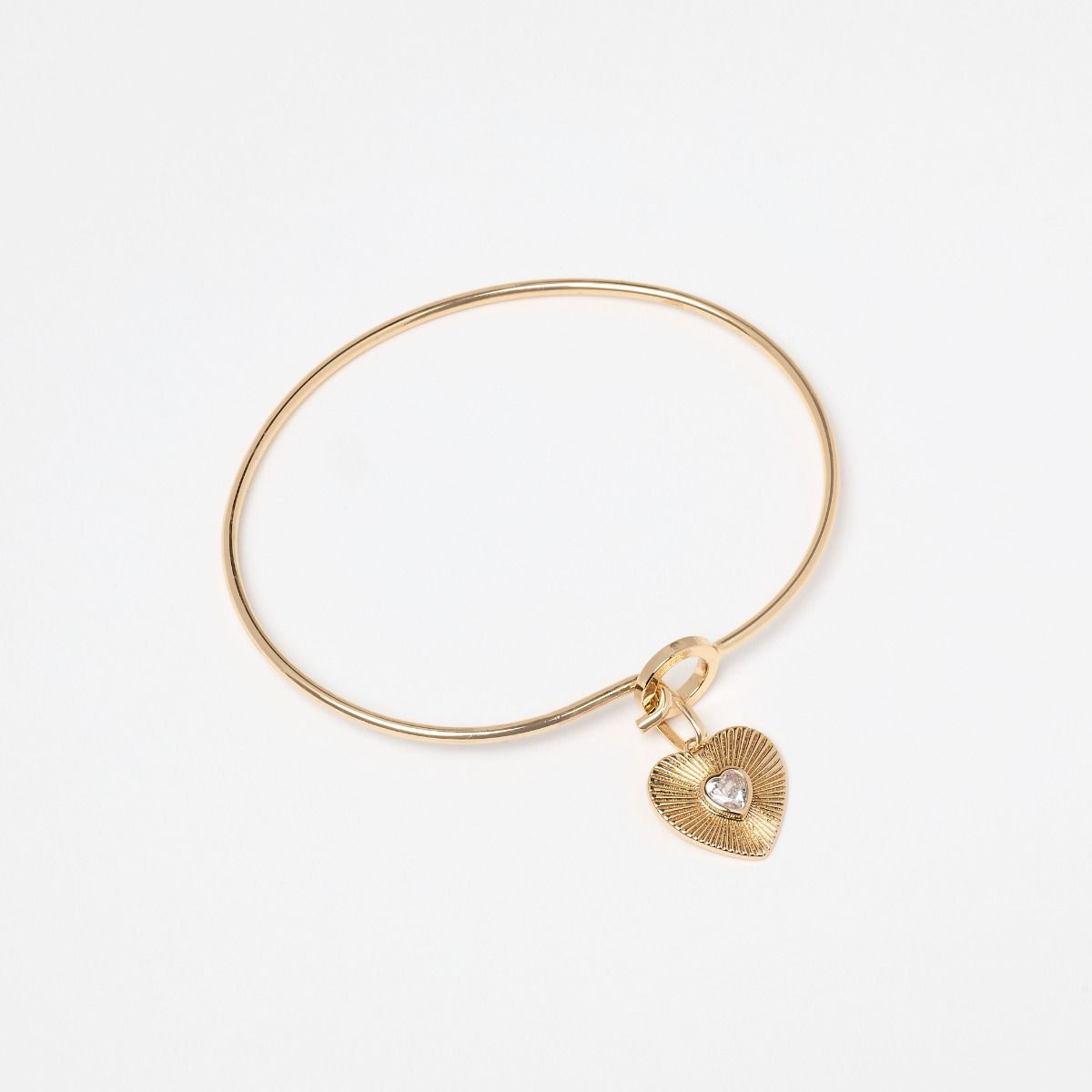 Bracelet cœur plaqué or et oxyde de zirconium blanc