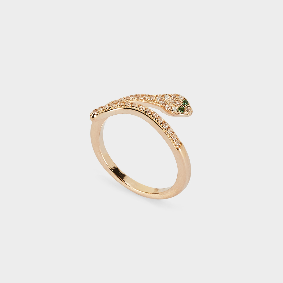 Bague serpent pavé ajustable plaqué or