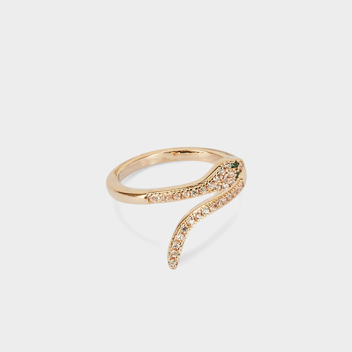 Bague serpent pavé ajustable plaqué or