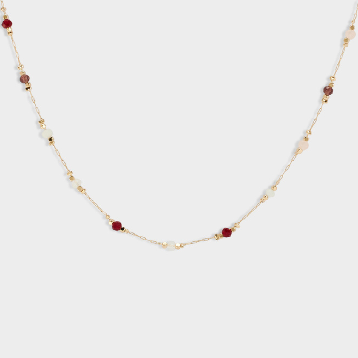 Collier chaîne perles facettées plaqué or
