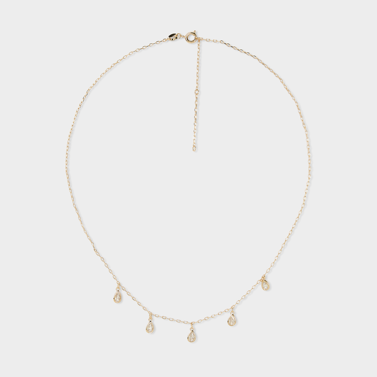 Collier gouttes zircons sur chaîne plaqué or