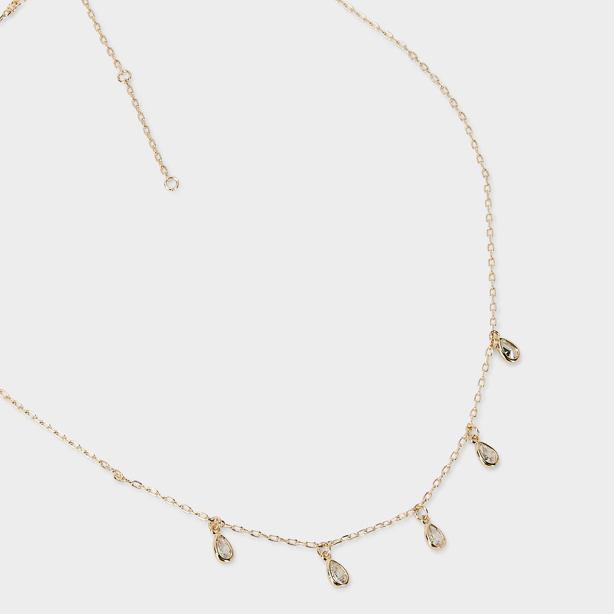 Collier gouttes zircons sur chaîne plaqué or