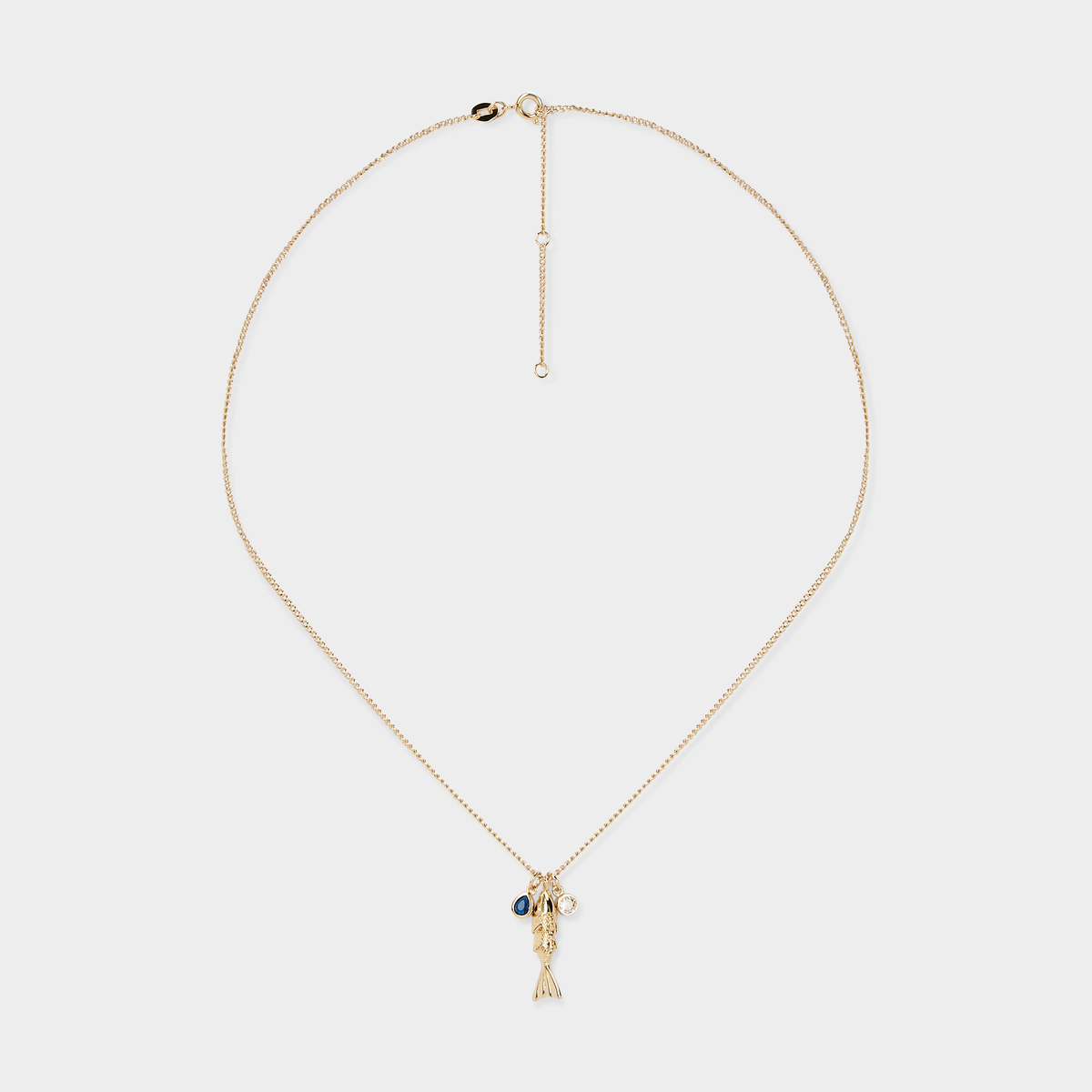Collier poisson articulé et zircons plaqué or