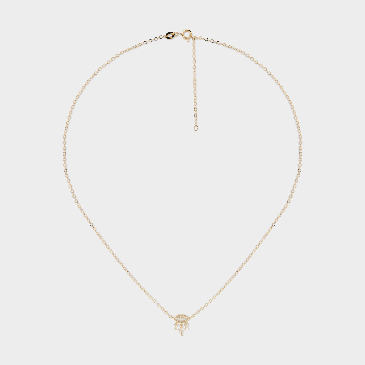 Collier Navette pendants zircons plaqué or