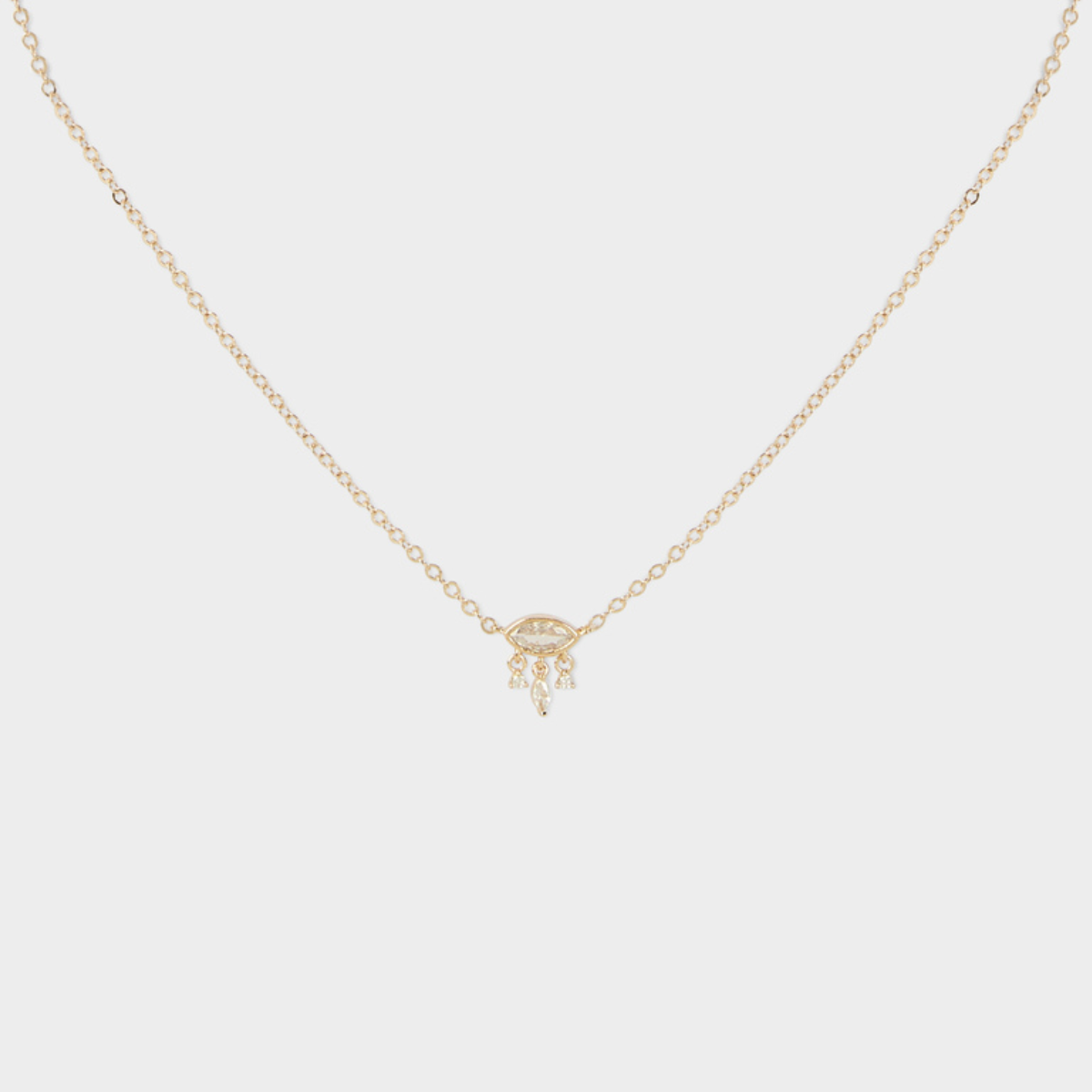 Collier Navette pendants zircons plaqué or