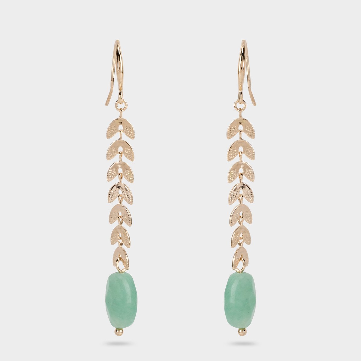 Boucles d'oreilles pendantes épis et pierre plaqué or