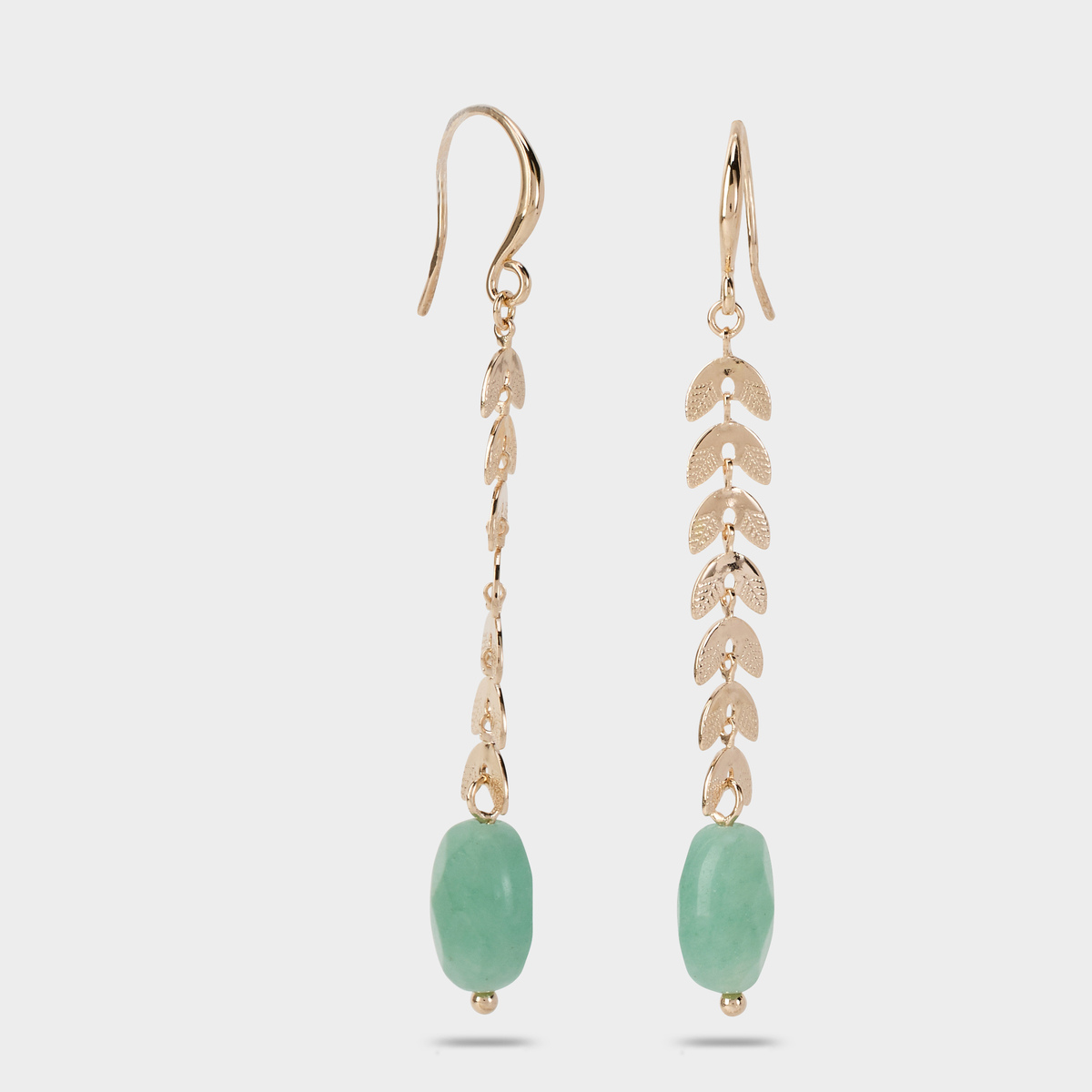 Boucles d'oreilles pendantes épis et pierre plaqué or