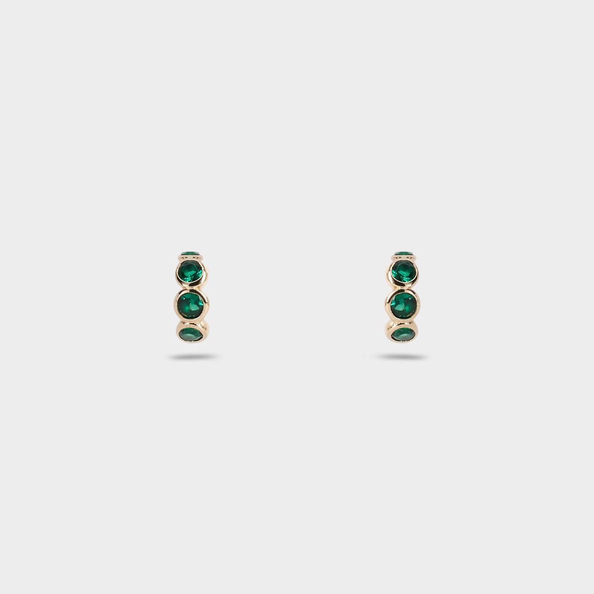 Boucles d'oreilles Précieuses vertes plaqué or