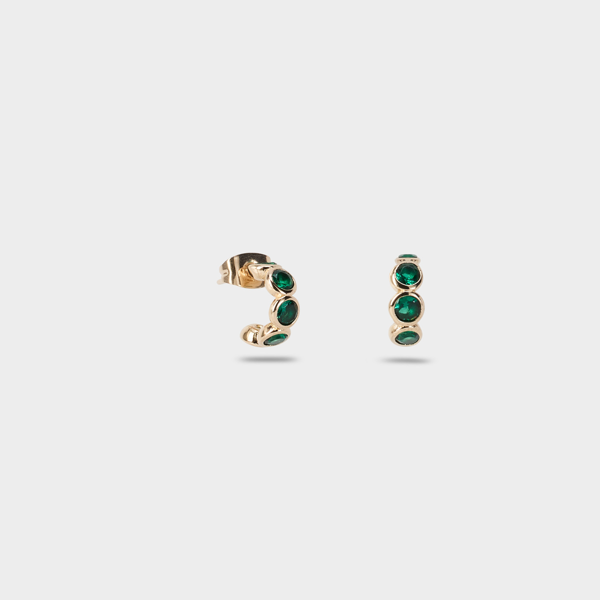Boucles d'oreilles Précieuses vertes plaqué or