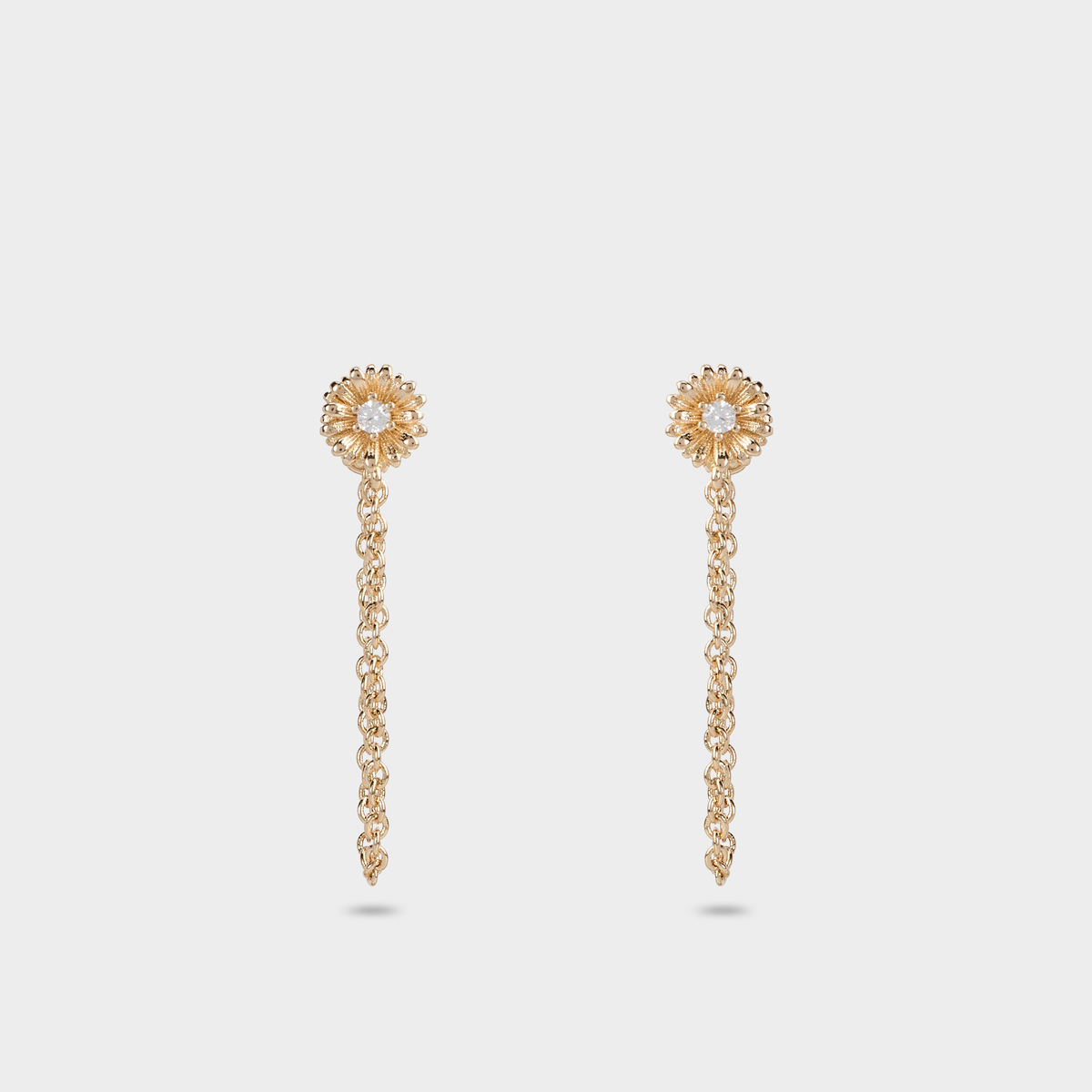 Boucles d'oreilles devant derrière Pâquerette plaqué or