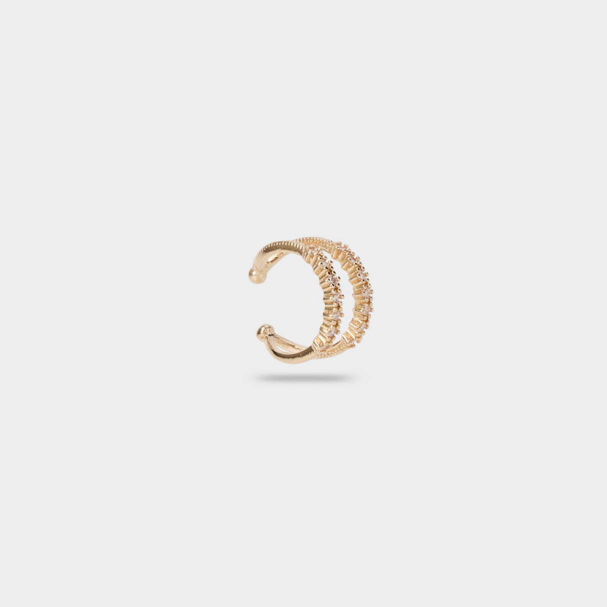 Ear cuff parallèle pavé plaqué or