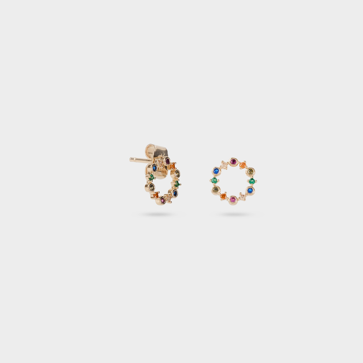 Boucles d'oreilles couronne Rainbow plaqué or