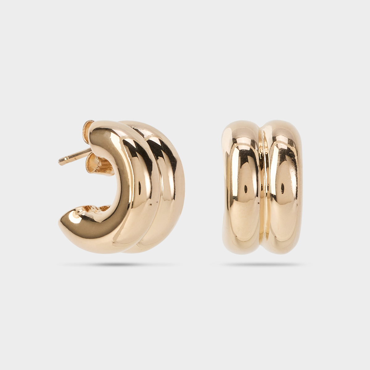 Boucles d'oreilles doubles anneaux épais plaqué or