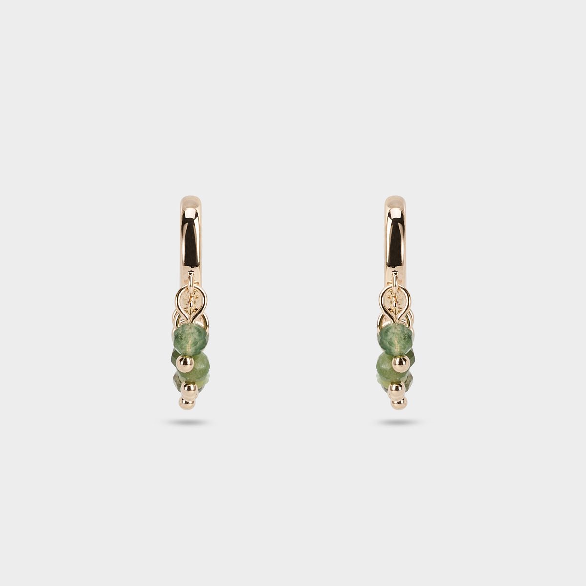 Boucles d'oreilles mini créoles pierres vertes plaqué or