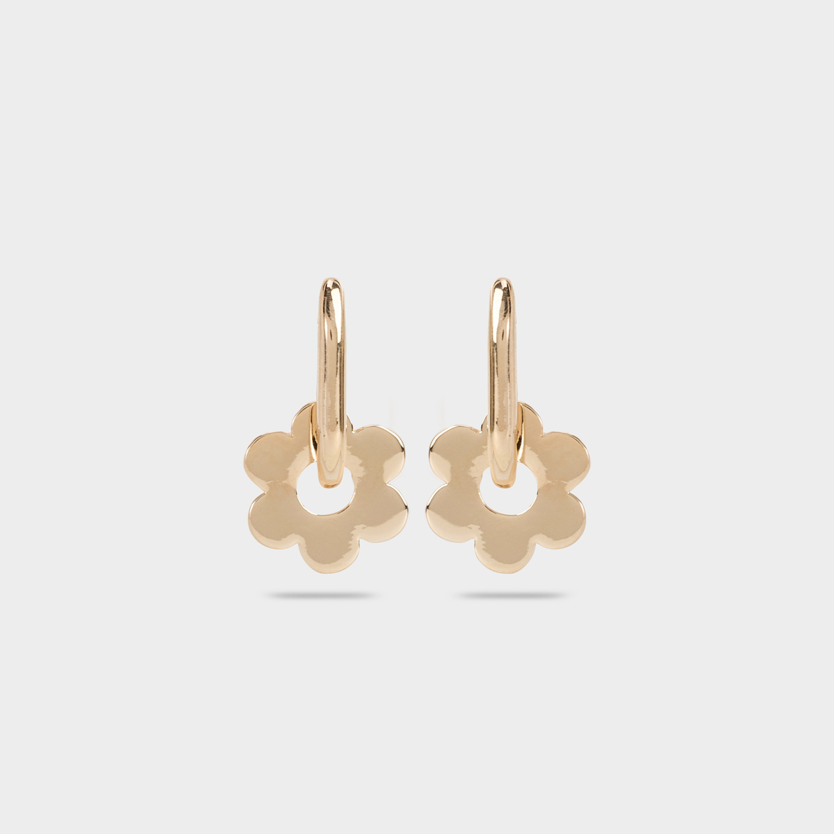 Boucles d'oreilles rectangle fleurs plaqué or