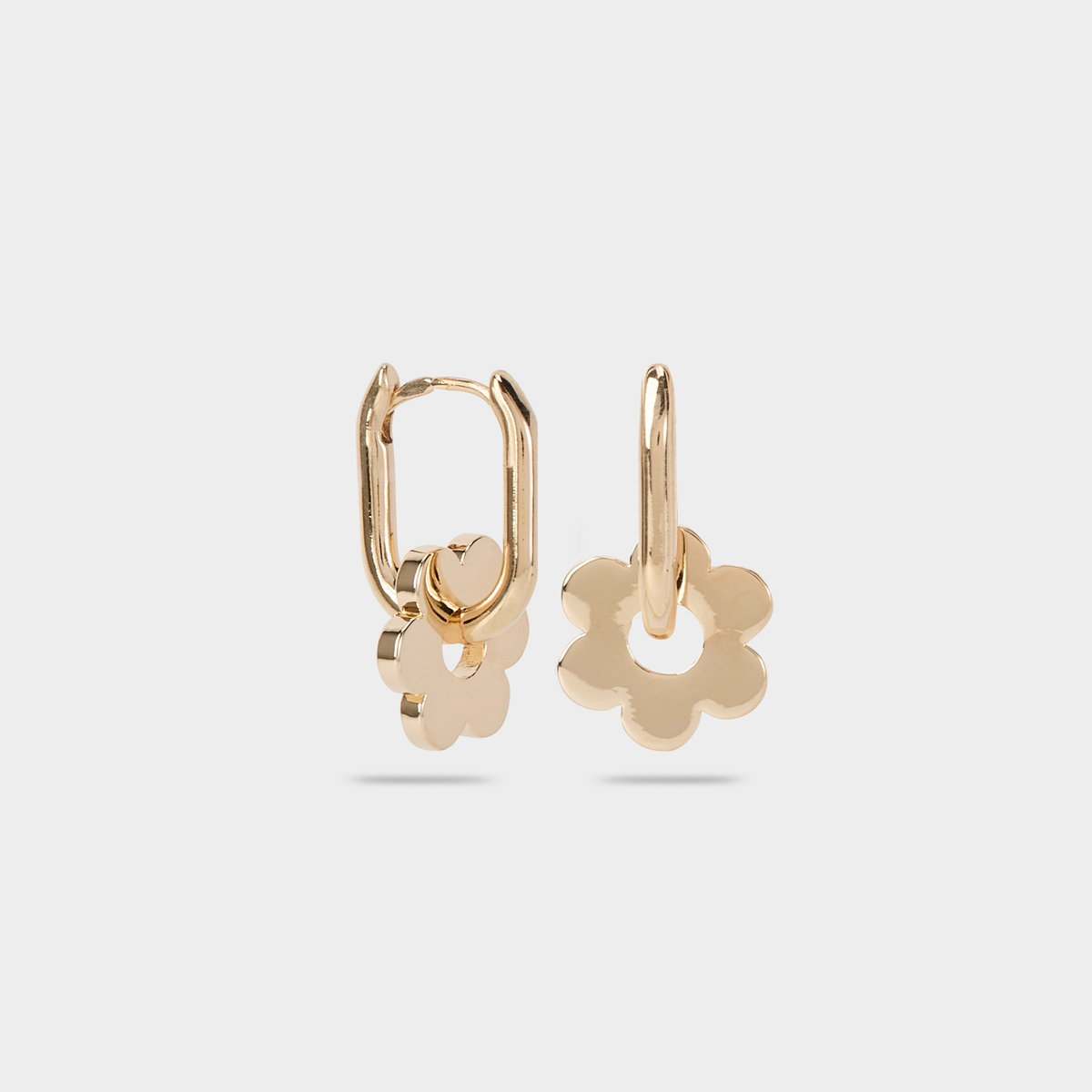 Boucles d'oreilles rectangle fleurs plaqué or