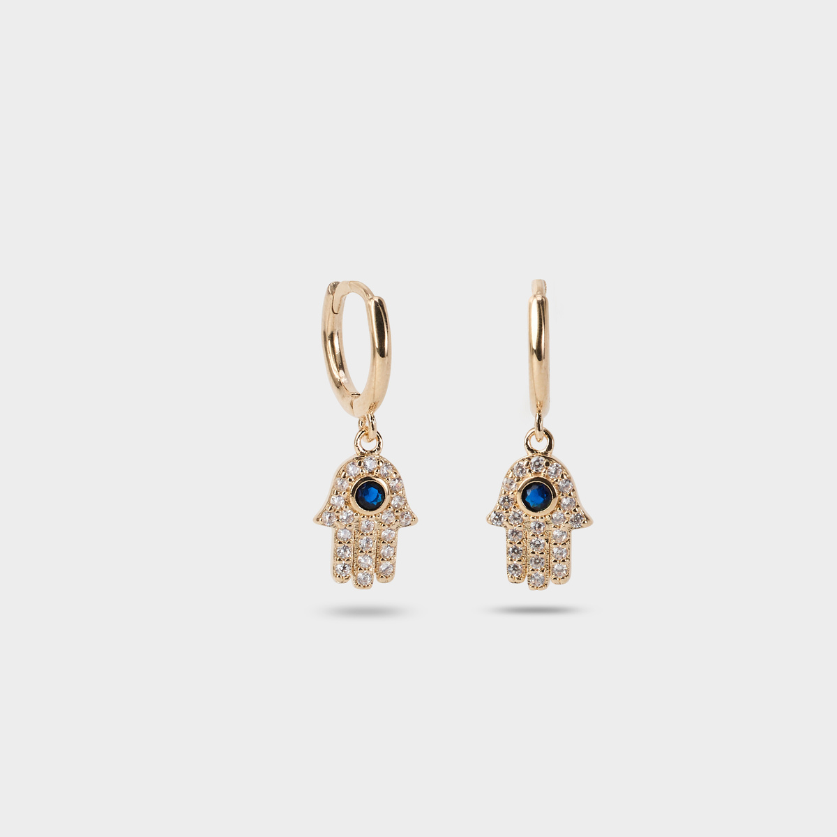 Boucles d'oreilles main de Fatma pavées plaqué or