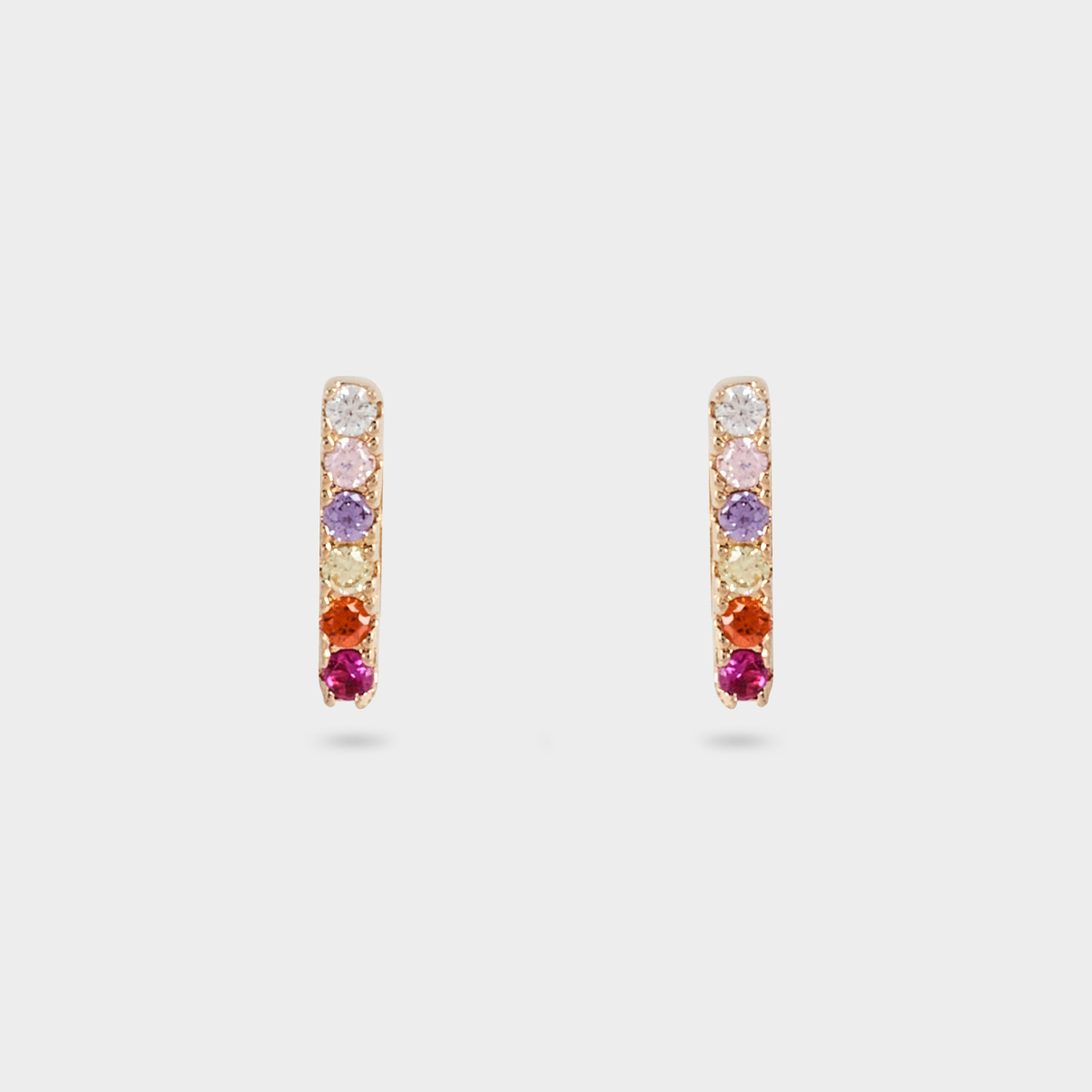 Boucles d'oreilles ligne pavée Rainbow plaqué or