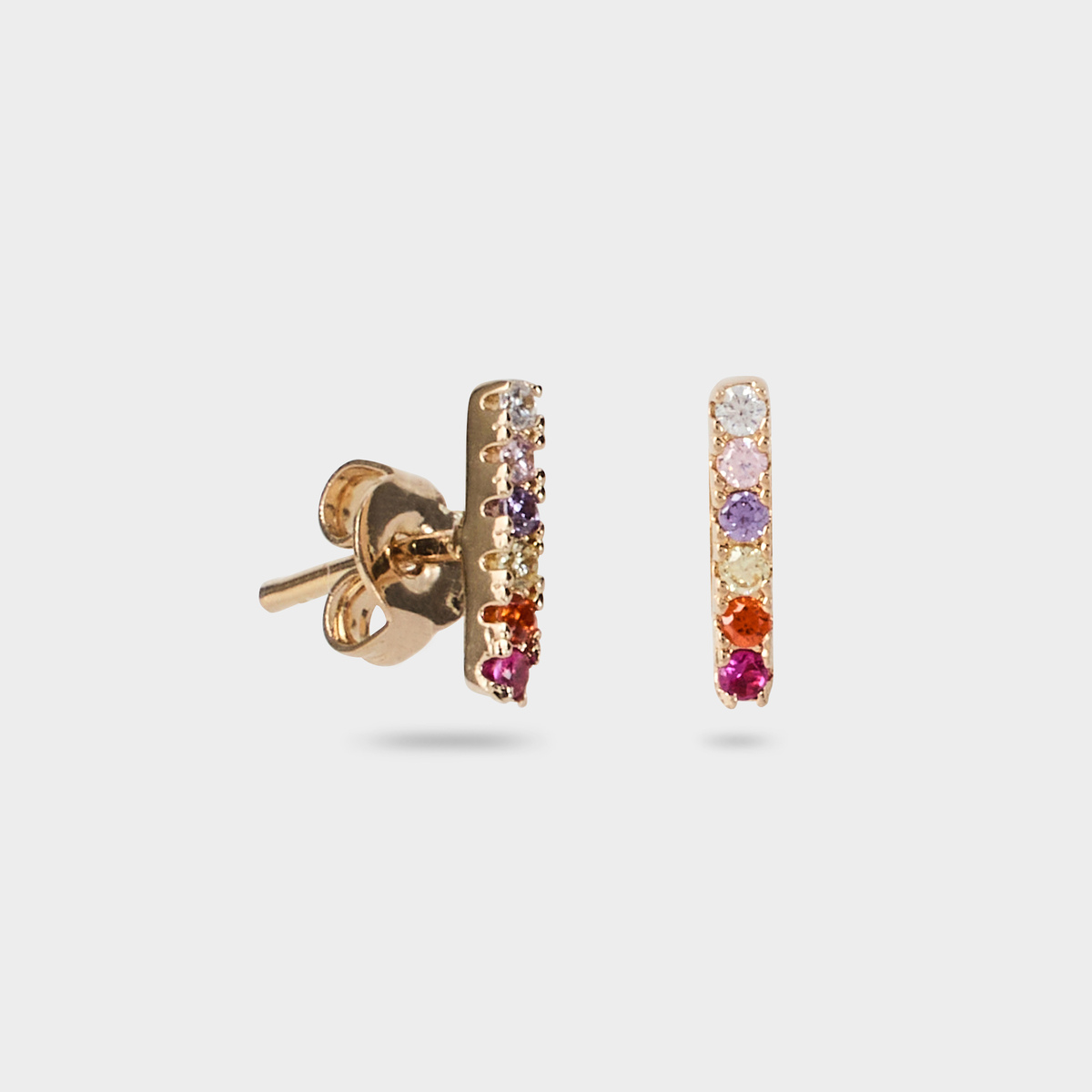 Boucles d'oreilles ligne pavée Rainbow plaqué or