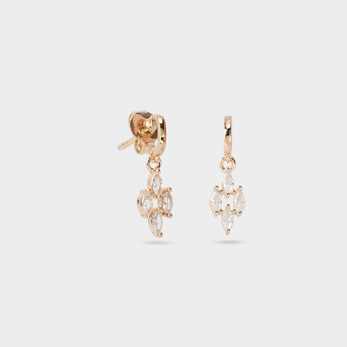 Boucles d'oreilles mini créoles losanges pavés plaqué or